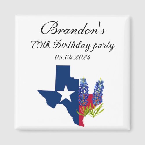 70th Birthday Bluebonnets Texas flower Floral Magnet