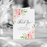 70th Birthday Blush Pink Peony Floral Folded Thank You Card<br><div class="desc">Elegant pink peonies decorate this birthday thank you card. Classic calligraphy spells thank you. Three lines of text let you personalize a thank you statement and your name. A photo is included inside, as well as another thank you sentiment that you can personalize. This item is part of the Elegant...</div>