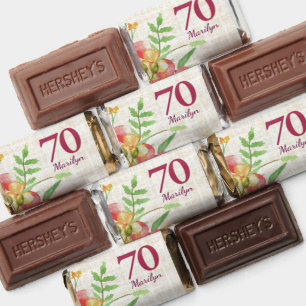 70th Birthday Bold Floral Linen Party Chocolates Hershey's Miniatures
