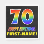 [ Thumbnail: 70th Birthday: Bold, Fun, Simple, Rainbow 70 Napkins ]