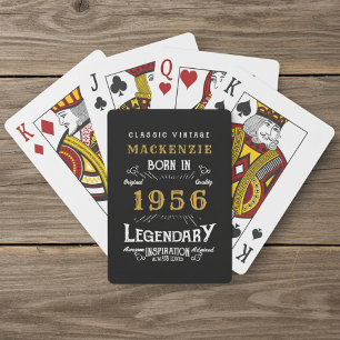 70th Birthday Born 1956 Legend Black Gold Poker Cards