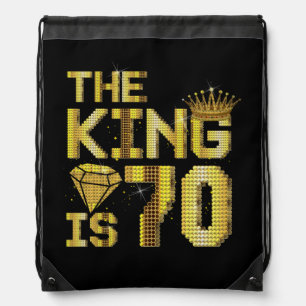 70th Birthday Born In 1953 Bday The King is 70 Yea Drawstring Bag
