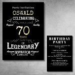 70th Birthday Born Legendary Black Gold Retro Foil Invitation<br><div class="desc">For those celebrating their 70th birthday we have the ideal birthday party invitation with a vintage feel. The black background with a gold foil vintage typography. The design is simple and yet elegant with a retro feel. Easily customize the text of this birthday invitation using the template provided. Part of...</div>