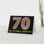 [ Thumbnail: 70th Birthday - Brick Wall Pattern "70" W/ Name Card ]