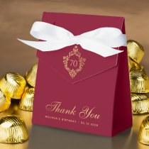 70th Birthday Burgundy Gold Crest Elegant Vintage Favor Boxes