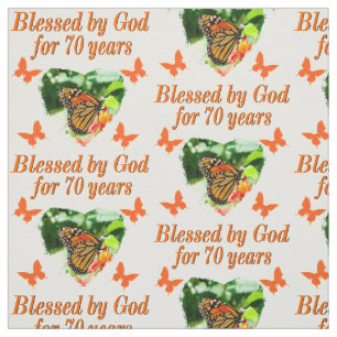 70TH BIRTHDAY BUTTERFLY PHOTO DESIGN FABRIC