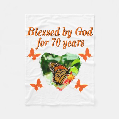 70TH BIRTHDAY BUTTERFLY PHOTO DESIGN FLEECE BLANKET