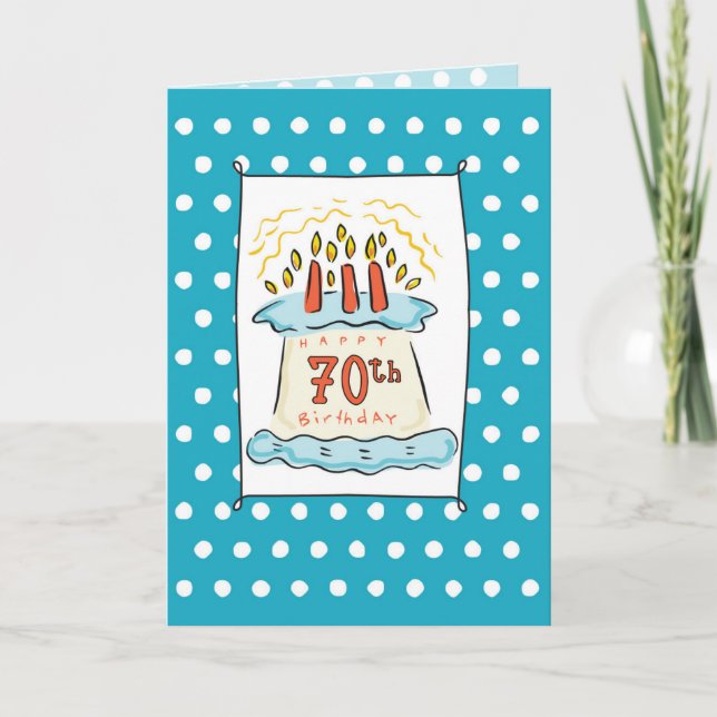 70th Birthday Cake Card (Front)