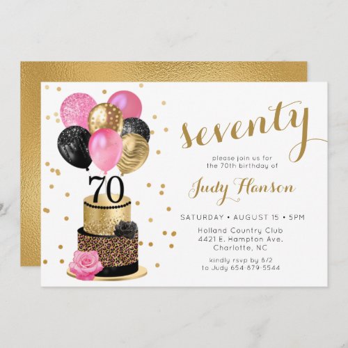 70th Birthday Cake Invitation