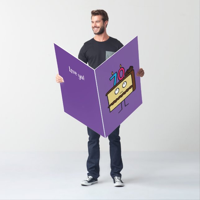 70th Birthday Cake with Candles Chocolate icing Card (In Situ)