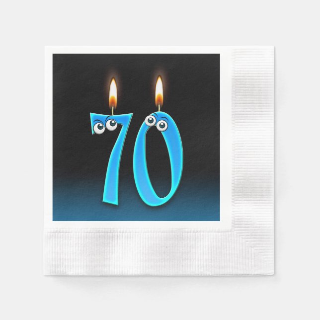 70th birthday candle with eyeballs paper napkins (Front)