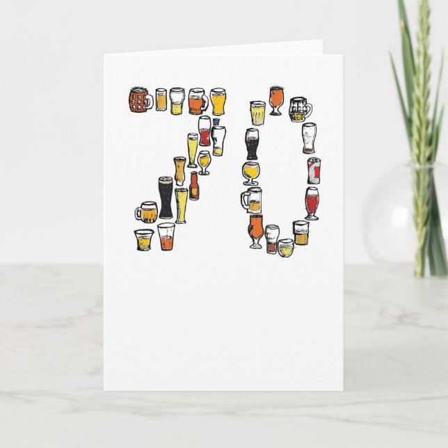 70th birthday card, beer card (Front)