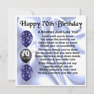 70th Birthday Card -  Brother