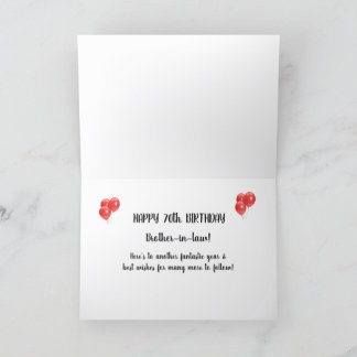 70th Birthday Card Brother-in-law