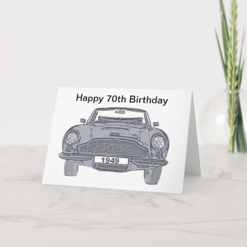 70th birthday card for British classic car lovers