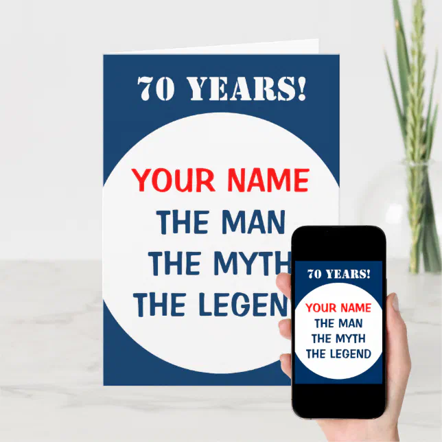 70th Birthday Card For Men The Man Myth Legend Zazzle 8923