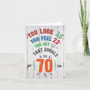 70th Birthday Card Funny - Age Equation 70