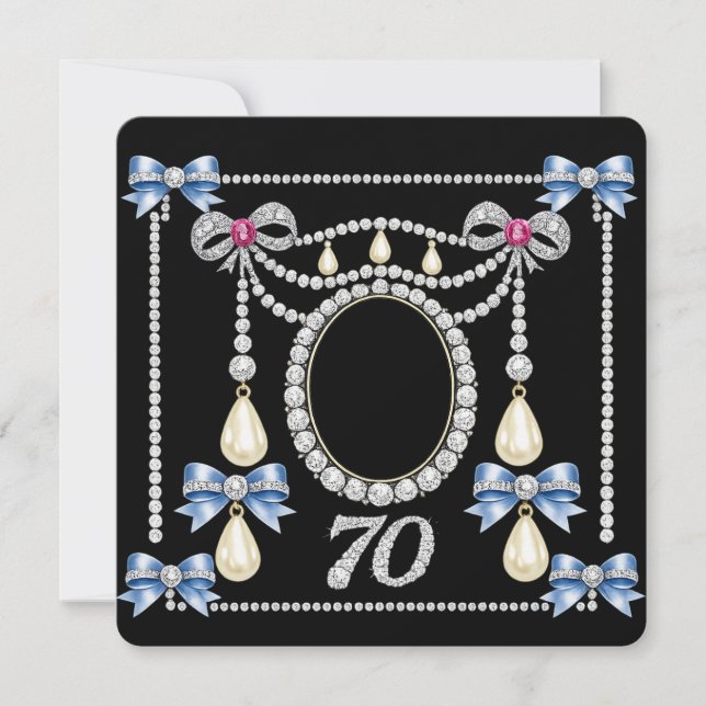 70th Birthday Card Personalize it Jewels diamonds (Front)