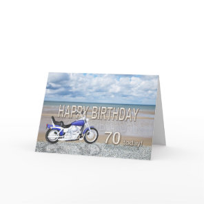 70th birthday card with a motor bike