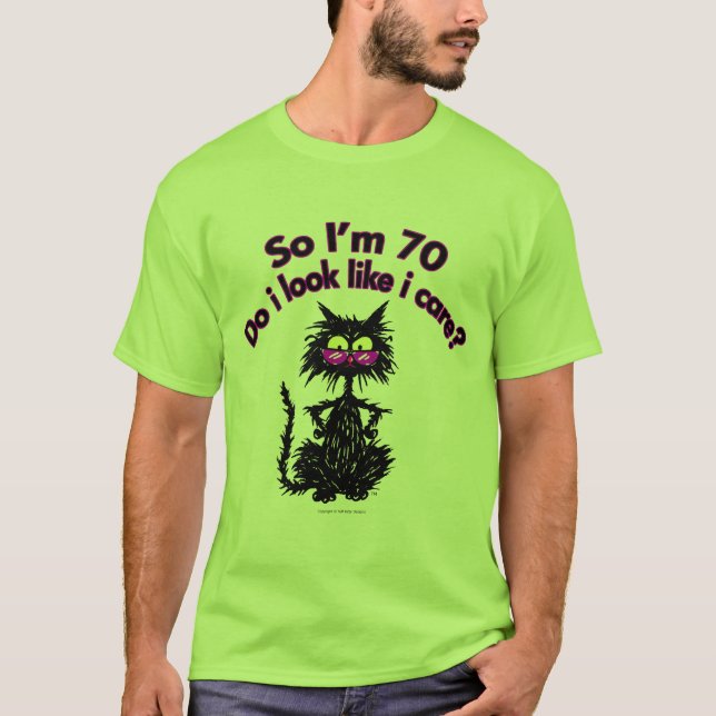 70th Birthday Cat Gifts T-Shirt (Front)