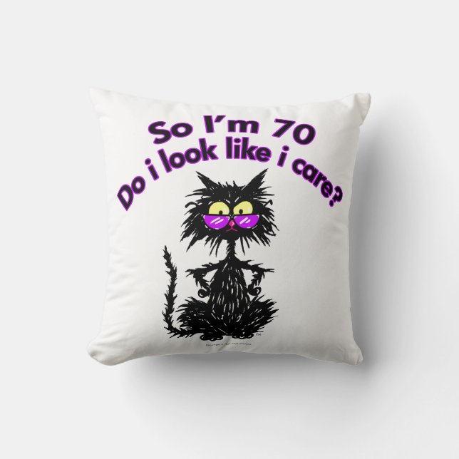 70th Birthday Cat Gifts Throw Pillow (Front)