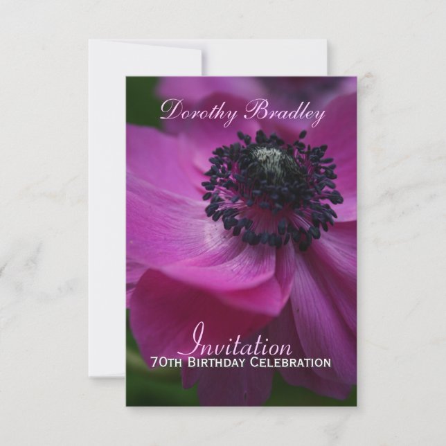 70th Birthday Celebration Anemone Custom Invite 2 (Front)