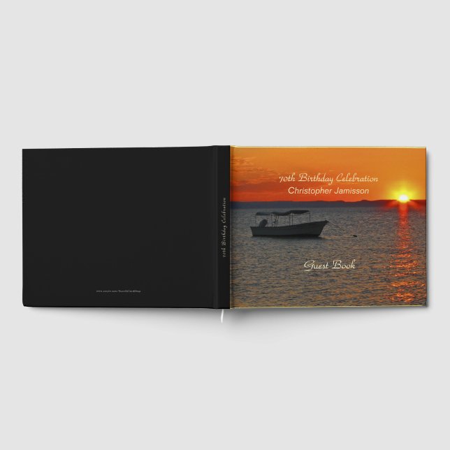 70th Birthday Celebration Guest Book, Fishing Boat Book (Full)