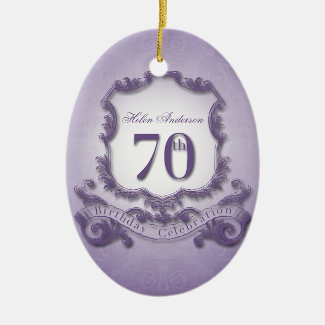 70th Birthday Celebration Personalized Ornament (Front)