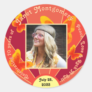 70th Birthday Celebration Retro 60's Photo Sticker