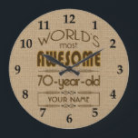70th Birthday Celebration World Best Fabulous Large Clock<br><div class="desc">Celebrate the milestone birthday of your favorite senior citizen with this fun gift reminding them of how fabulous they are. Customize with names,  initials or other text.</div>