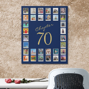 70th Birthday Chapter 70 Family Photo Collage Faux Canvas Print