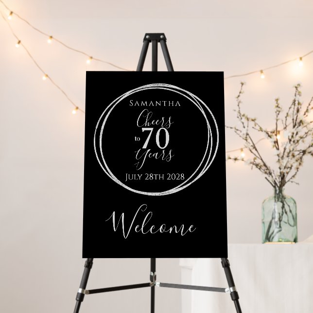 70th Birthday Cheers 70 Years Welcome Sign (In Situ (Stand))