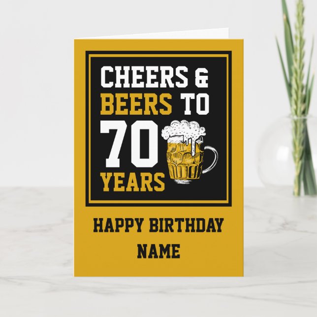 70th Birthday Cheers & Beers to 70 Years Card (Front)