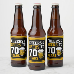 70th Birthday Cheers & Beers to 70 Years Funny Beer Bottle Label