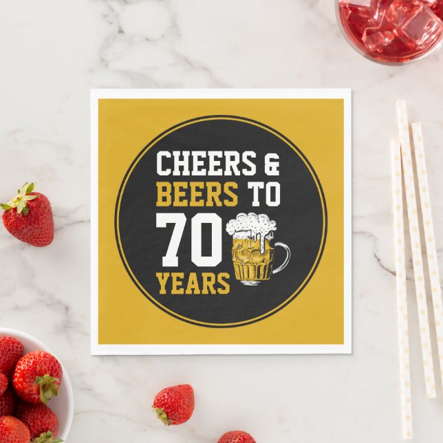 70th Birthday Cheers & Beers to 70 Years Funny  Napkins (Insitu)
