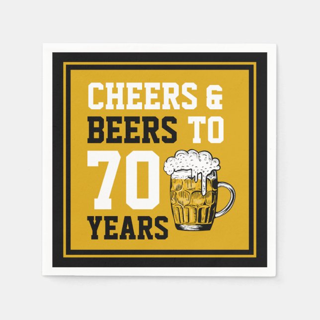 70th Birthday Cheers & Beers to 70 Years Funny  Napkins (Front)