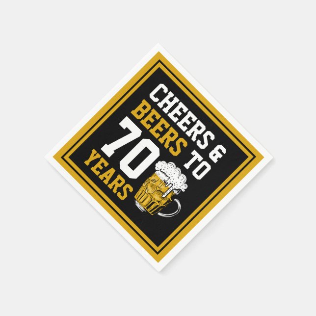 70th Birthday Cheers & Beers to 70 Years Funny Napkins (Corner)