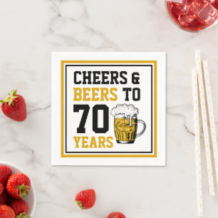 70th Birthday Cheers & Beers to 70 Years Funny Napkins