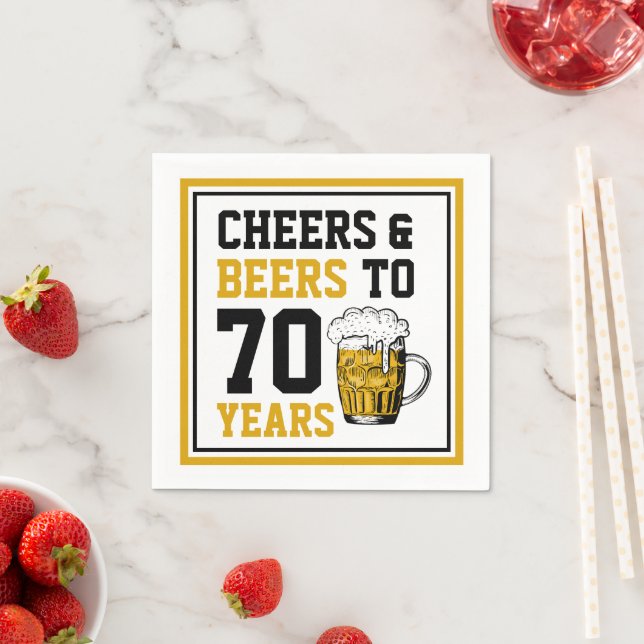 70th Birthday Cheers & Beers to 70 Years Funny Napkins (Insitu)