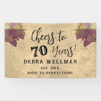 70th Birthday Cheers to 70 Years Vineyard Birthday Banner
