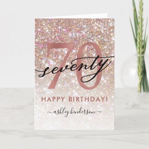 70th Birthday Chic Glitter Ombre Card