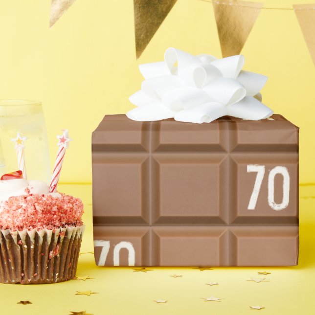 70th Birthday Chocolate Candy Bar  Wrapping Paper (Birthday Party)