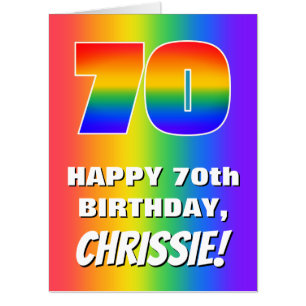 70th Birthday: Colorful, Fun Rainbow Pattern # 70 Card