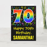 [ Thumbnail: 70th Birthday: Colorful Music Symbols + Rainbow 70 Card ]