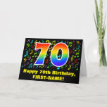 [ Thumbnail: 70th Birthday: Colorful Music Symbols & Rainbow 70 Card ]