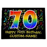 [ Thumbnail: 70th Birthday - Colorful Music Symbols, Rainbow 70 Gift Bag ]