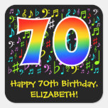 [ Thumbnail: 70th Birthday: Colorful Music Symbols, Rainbow 70 Sticker ]
