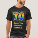 [ Thumbnail: 70th Birthday: Colorful Music Symbols, Rainbow 70 T-Shirt ]