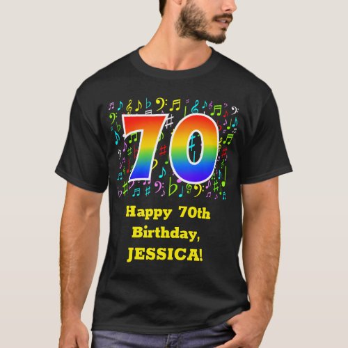 70th Birthday Colorful Music Symbols Rainbow 70 T_Shirt