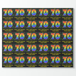 [ Thumbnail: 70th Birthday: Colorful Music Symbols, Rainbow 70 Wrapping Paper ]